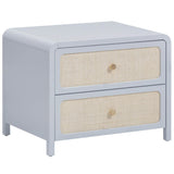 Patty Rattan 2 Drawer Nightstand, Blue-Furniture - Bedroom-High Fashion Home