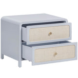 Patty Rattan 2 Drawer Nightstand, Blue-Furniture - Bedroom-High Fashion Home