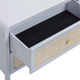Patty Rattan 2 Drawer Nightstand, Blue-Furniture - Bedroom-High Fashion Home