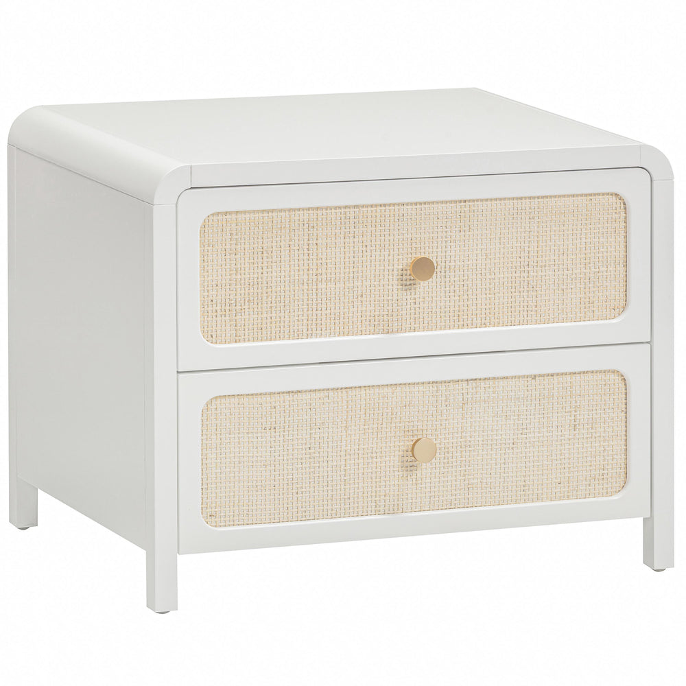Patty Rattan 2 Drawer Nightstand, White-Furniture - Bedroom-High Fashion Home