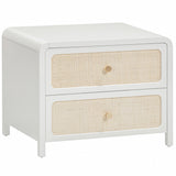 Patty Rattan 2 Drawer Nightstand, White-Furniture - Bedroom-High Fashion Home