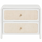 Patty Rattan 2 Drawer Nightstand, White-Furniture - Bedroom-High Fashion Home