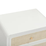 Patty Rattan 2 Drawer Nightstand, White-Furniture - Bedroom-High Fashion Home