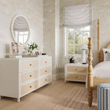 Patty Rattan 2 Drawer Nightstand, White-Furniture - Bedroom-High Fashion Home