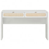 Patty Rattan Console Desk, White-Furniture - Office-High Fashion Home