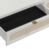 Patty Rattan Console Desk, White-Furniture - Office-High Fashion Home