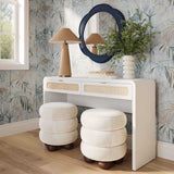 Patty Rattan Console Desk, White-Furniture - Office-High Fashion Home