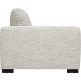 End piece of a sectional sofa in light grey fabric on a white background.