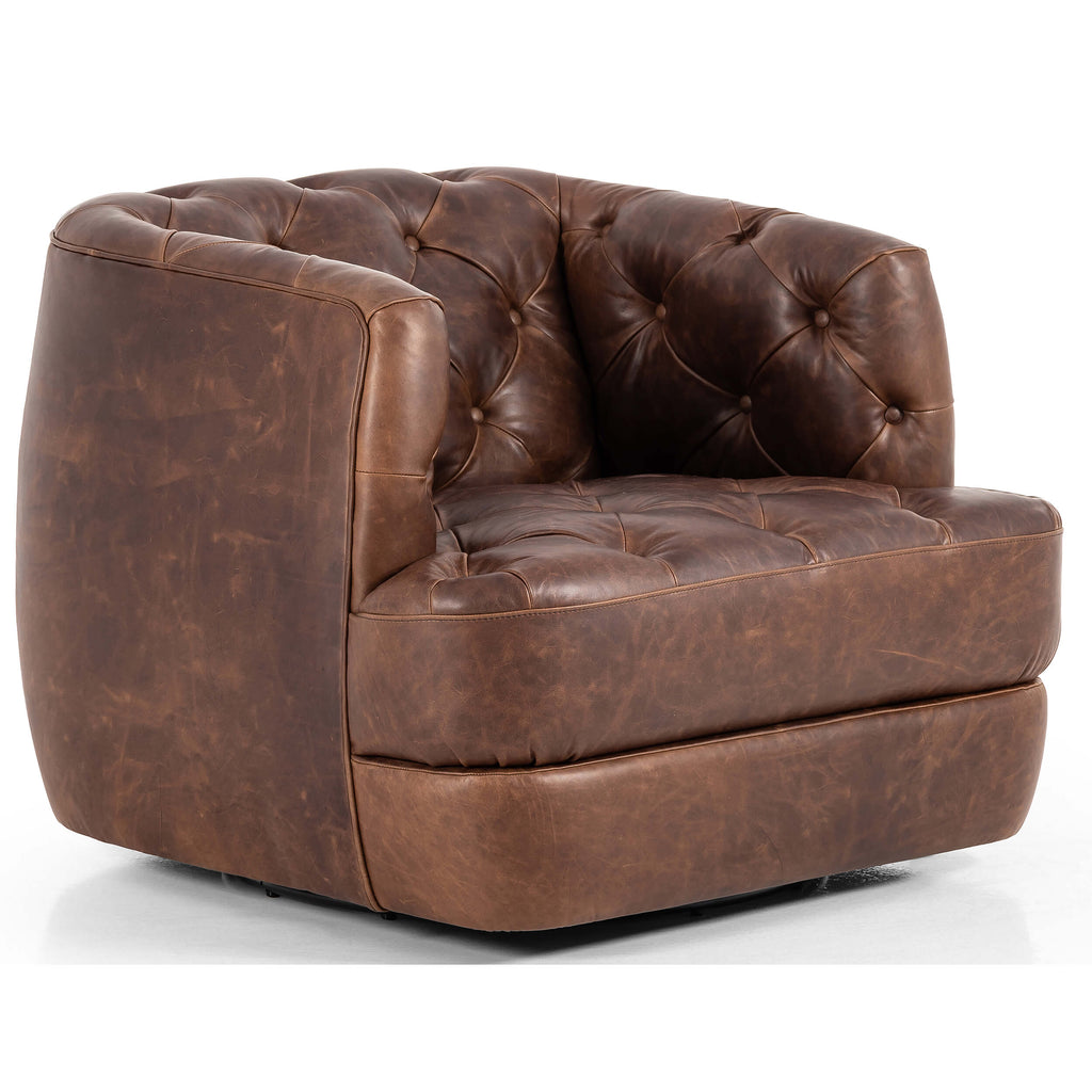 Paul Leather Swivel Chair, Raleigh Cigar High Fashion Home