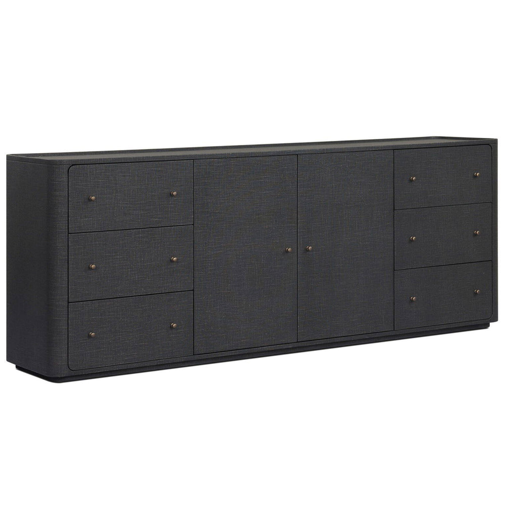 Paula Sideboard, Black Linen by Amber Lewis x Four Hands-Furniture - Storage-High Fashion Home