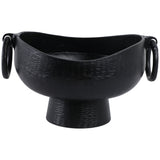 Pedestal Bowl w/Ring Handles, Black-Accessories-High Fashion Home