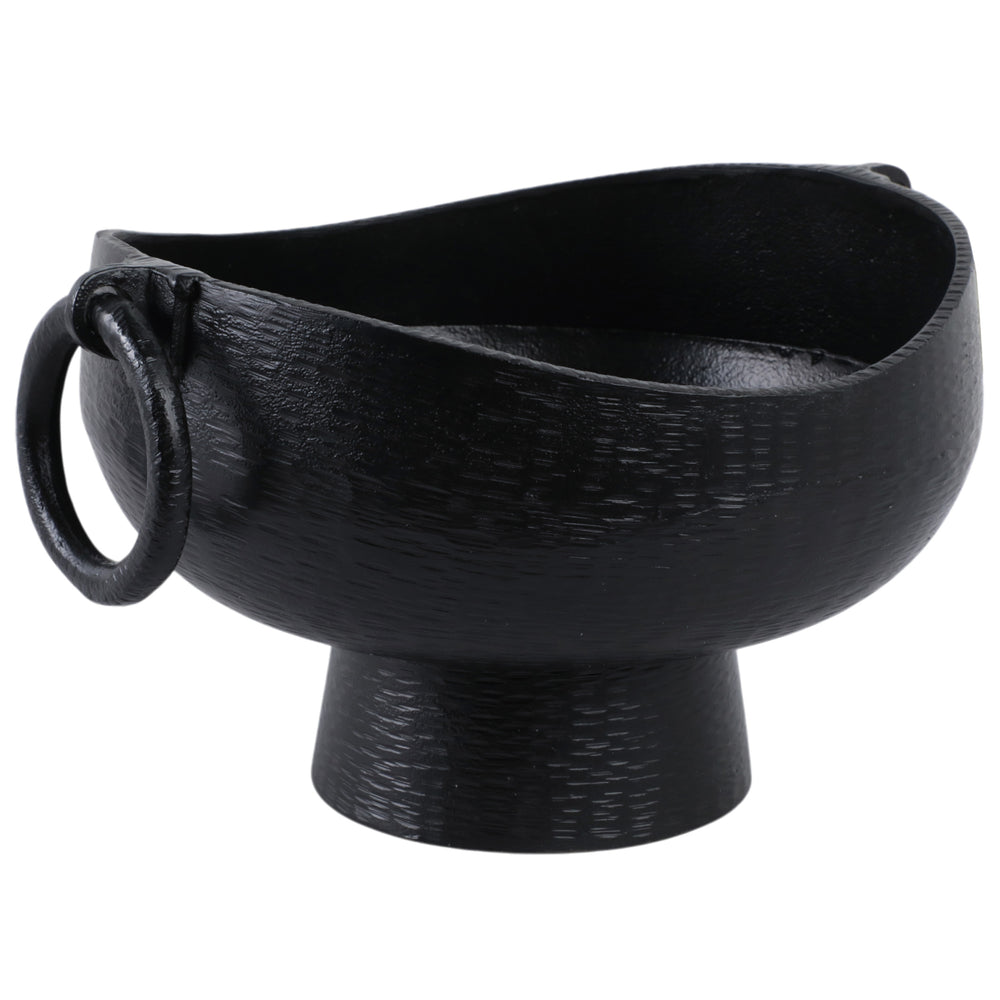 Pedestal Bowl w/Ring Handles, Black-Accessories-High Fashion Home