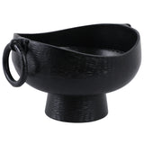 Pedestal Bowl w/Ring Handles, Black-Accessories-High Fashion Home