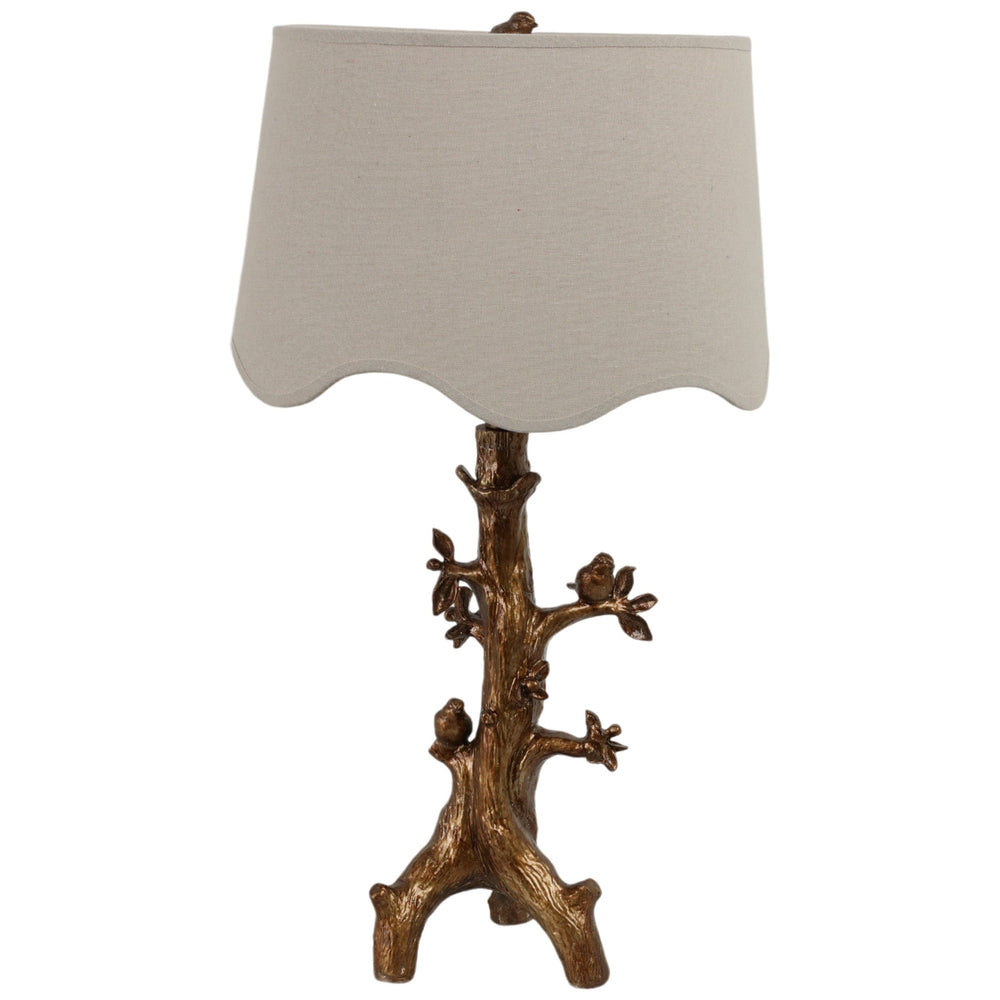 Perched Birds Table Lamp, Gold-Lighting-High Fashion Home