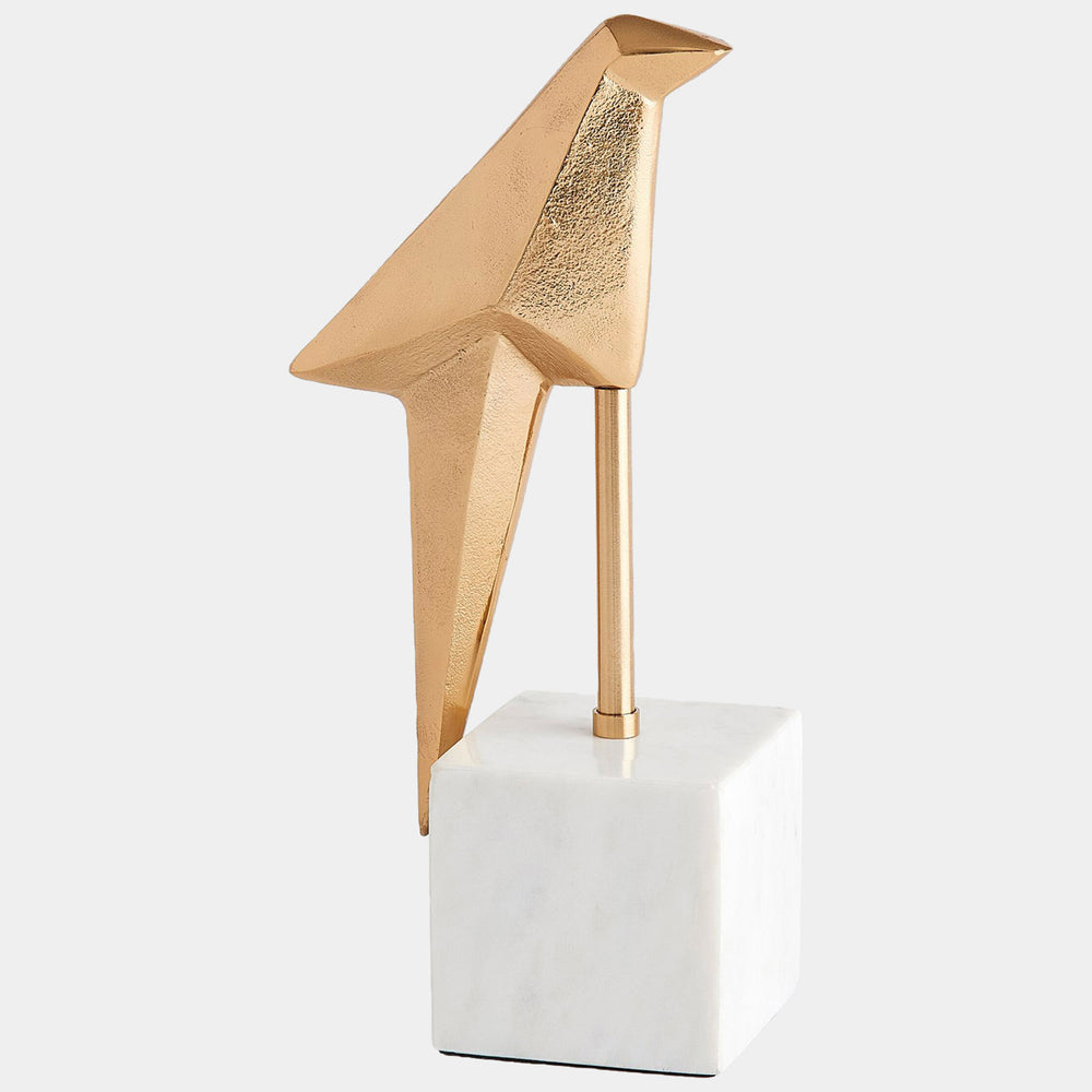Perched Origami Bird, Gold-Accessories-High Fashion Home