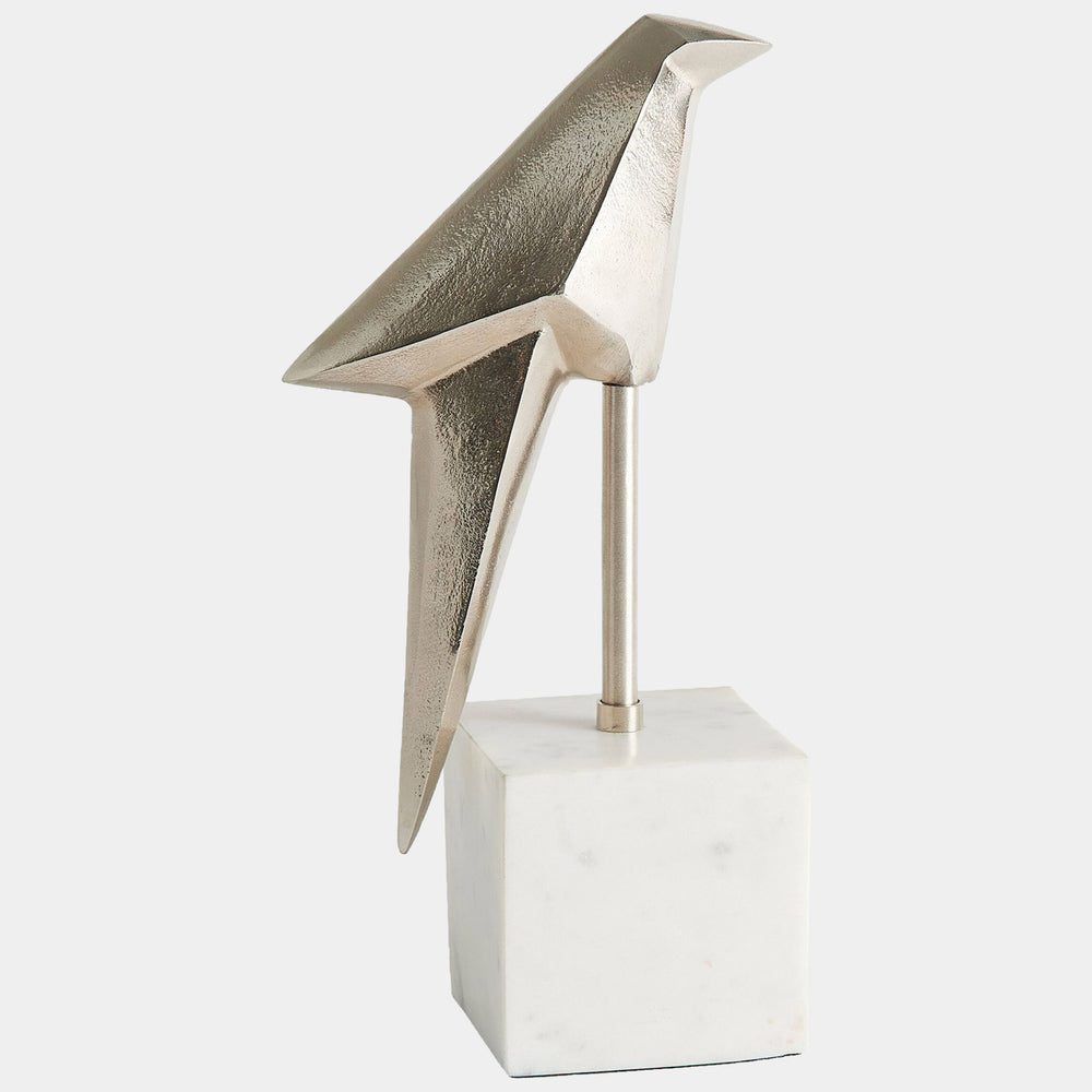 Perched Origami Bird, Nickel-Accessories-High Fashion Home