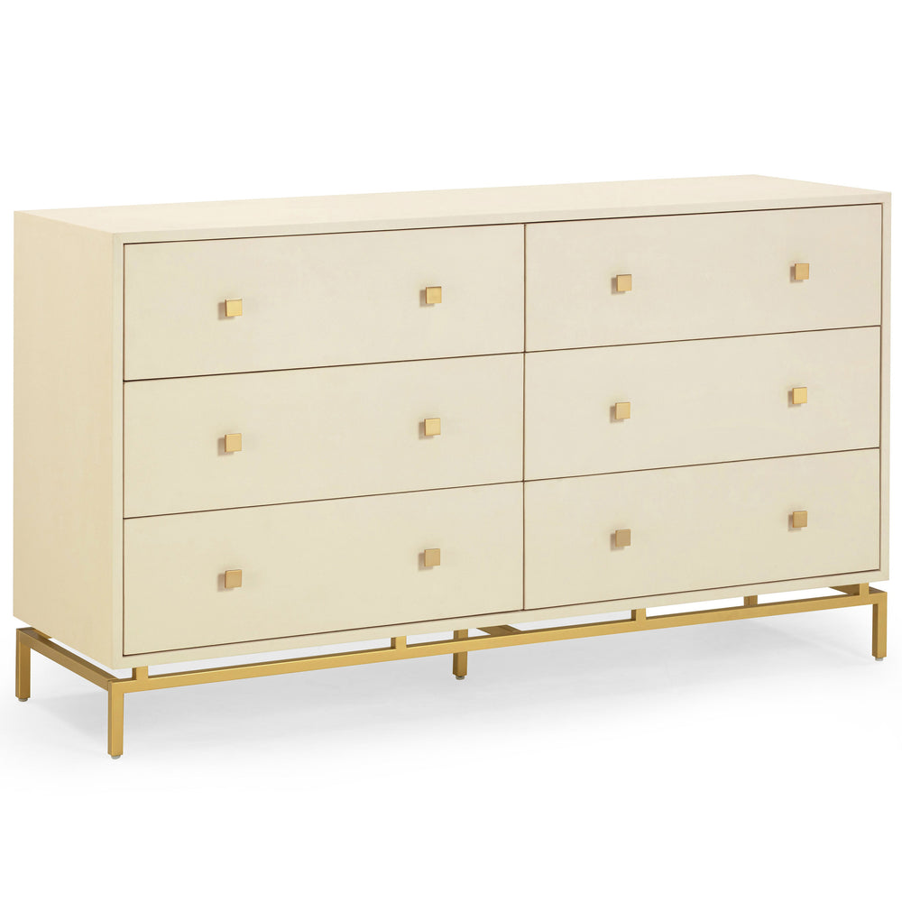 Pesce 6 Drawer Shagreen Dresser, Cream