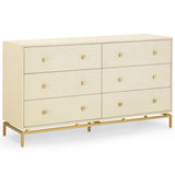 Pesce 6 Drawer Shagreen Dresser, Cream