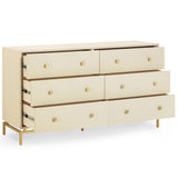 Pesce 6 Drawer Shagreen Dresser, Cream