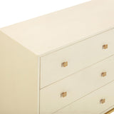 Pesce 6 Drawer Shagreen Dresser, Cream
