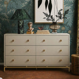 Pesce 6 Drawer Shagreen Dresser, Cream