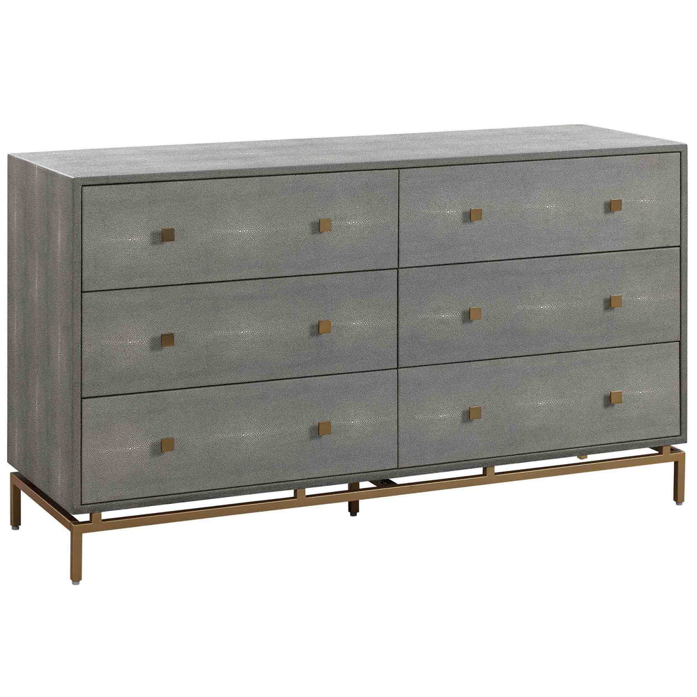 Pesce 6 Drawer Shagreen Dresser, Grey