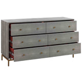 Pesce 6 Drawer Shagreen Dresser, Grey