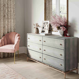 Pesce 6 Drawer Shagreen Dresser, Grey