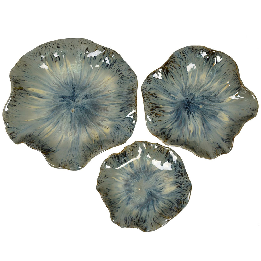 Petals Wall Decor, Set of 3, Blue-Accessories-High Fashion Home