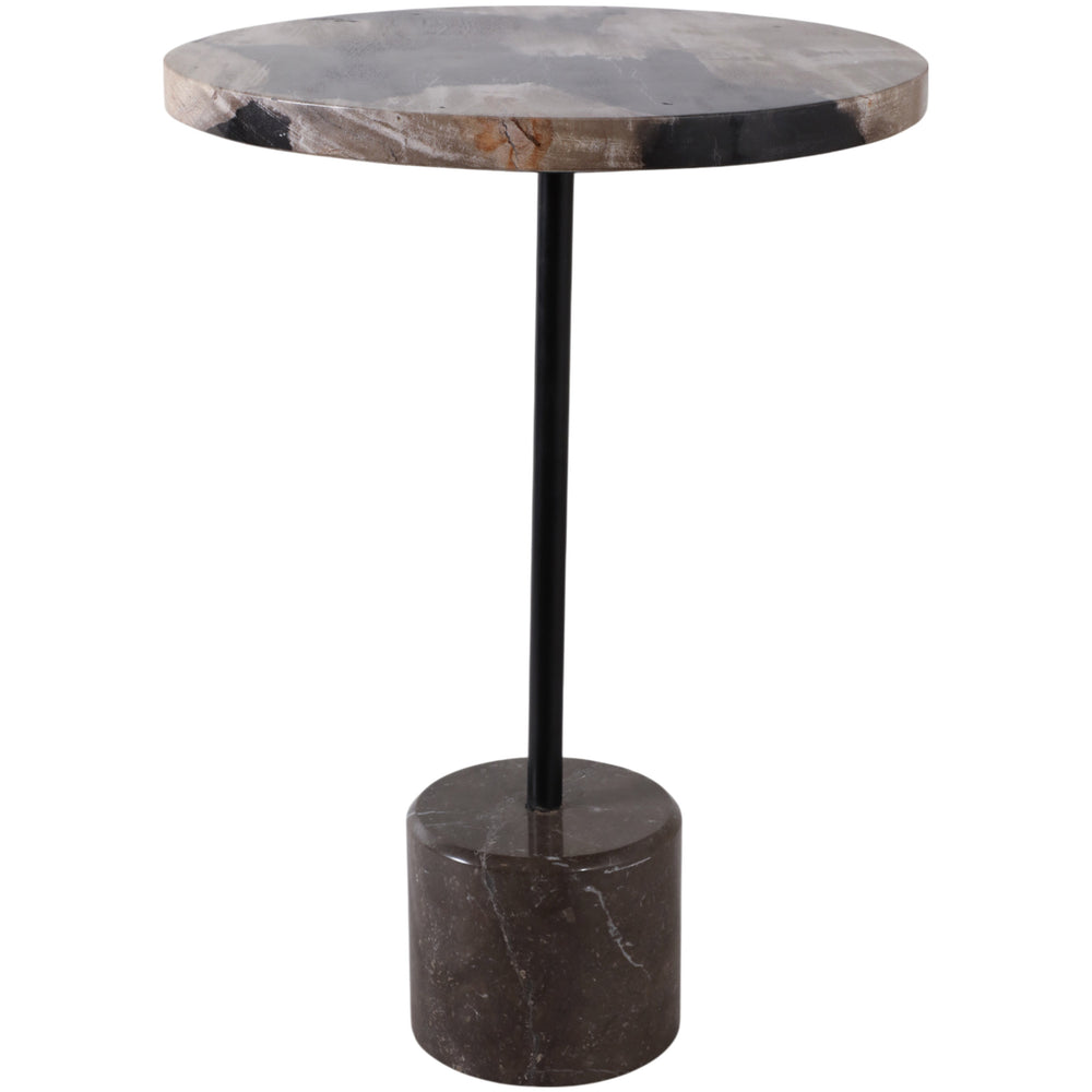 Petrified Wood Accent Table, Black/Tan