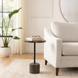 Petrified Wood Accent Table, Black/Tan