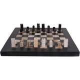 Petrified Wood Chess Set, Black/Ivory-Accessories-High Fashion Home