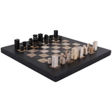 Petrified Wood Chess Set, Black/Ivory-Accessories-High Fashion Home