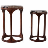 Petrified Wood Top Accent Tables, Brown, Set of 2