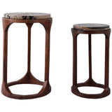 Petrified Wood Top Accent Tables, Brown, Set of 2