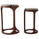 Petrified Wood Top Accent Tables, Brown, Set of 2