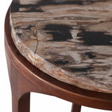 Petrified Wood Top Accent Tables, Brown, Set of 2