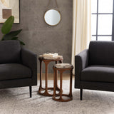 Petrified Wood Top Accent Tables, Brown, Set of 2