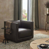 Phillip Leather Swivel Chair, Heirloom Cigar