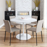 Phoenix 47" Round Dining Table, White-Furniture - Dining-High Fashion Home