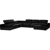 Pia 5 Piece Leather Sectional, Impression Black