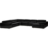 Pia 5 Piece Leather Sectional, Impression Black