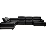 Pia 5 Piece Leather Sectional, Impression Black