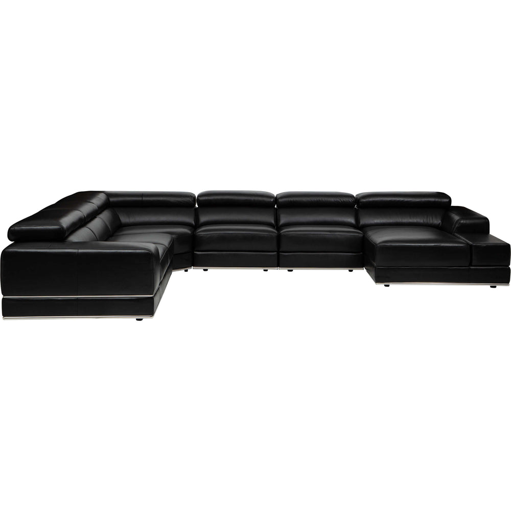 Pia 5 Piece Leather Sectional, Impression Black