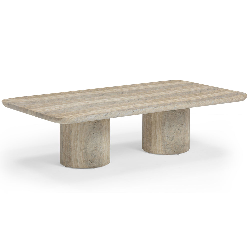 Tyche Outdoor Rectangular Coffee Table, Travertine