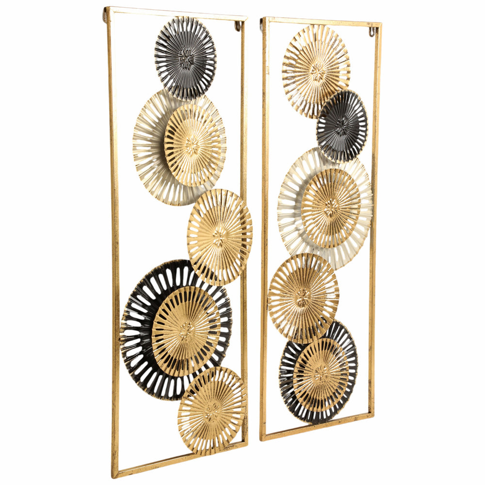 Pierced Disc Wall Panels, Gold/Multi, Set of 2-Accessories-High Fashion Home