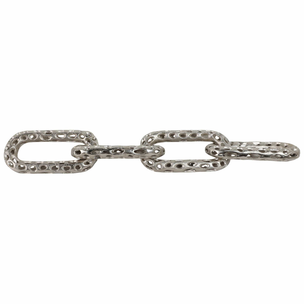 Pierced Metal Link, Silver-Accessories-High Fashion Home