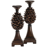 Pine Bluff Candleholders, Brown, Set of 2-Accessories-High Fashion Home