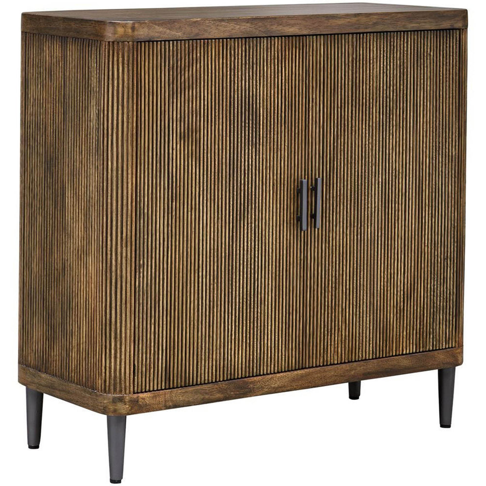 Pinstripe 2 Door Cabinet, Light Walnut