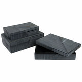 Pinstripe Boxes, Navy, Set of 3-Accessories-High Fashion Home